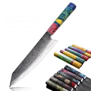 8 Inch Damascus Kitchen Knife Handmade VG10 Japanese Kiritsuke Kitchen Knife Gyuto Gift Box+Sheath Damascus Steel Chef Knife