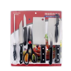 8 Piece Classical Stainless Steel Knife Set with Chopper Chef Knife Scissors and Sharpener