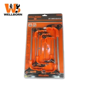 8Pcs T Handle Hex Key Set Comfort Grip CR V Steel T Bar Allen Wrench Set Metric Ball End and Flat End Dual Blister Packaging