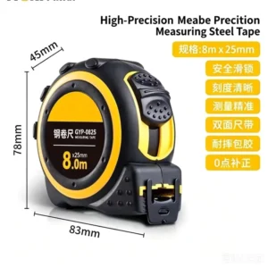 8m 8000mm Measuring Tape 25mm Wide Dual Scale Metric Imperial with Lock Auto-Retract