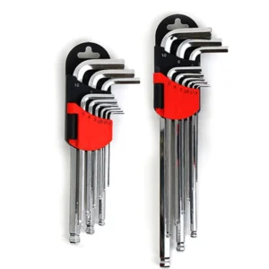 9 Piece Crv Chrome plated Silver Hex Key Set Ball Point Allen Key Wrench Extra Long Long Short Arm