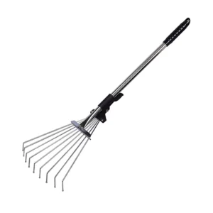 9 Teeth Portable Telescopic Lawns Garden Rake Stainless Steel Collect Loose Leaves Lightweight Agriculture Garden Rake
