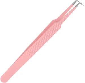 90 Degree pink Tweezers for Professional Russian Volume Tweezers Steel Highprecisioned Glitter Diamond Grip Lash Tweezers