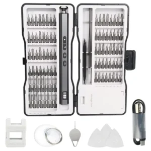 97 in 1 Industrial Grade Electric Precision Screwdriver Set USB C Rechargeable Dual Mode Repair Tool Kit Magnetic Bits Chrome