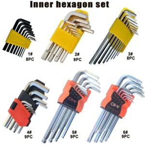 9PCS 13PCS Ball End Hex Key Set Long Arm Short Arm CR V Allen Wrench Metric Industrial DIY Professional Tool Kit