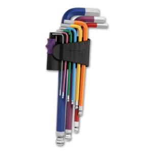 9PCS Ball End Hex Key Set Cr V Metric Key Set Long Hex Key Set with Size Coding 1.5 10mm for Furniture Assembly