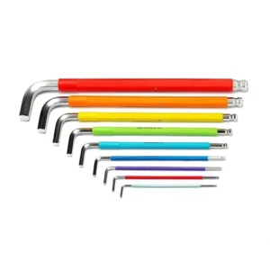 9PCS Multicolor Chrome Vanadium Steel Ball Point Hex Key Set OEM Colorful Universal L Key Metric