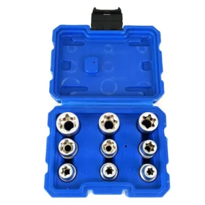 9pc 1 2 DR Bolt Nut Remover Set Nut Extractor Twist Socket Set Remove Damaged Lug Nut