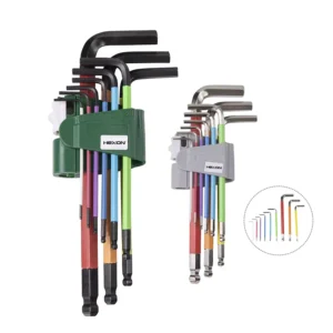 9pcs L Shape Rainbow Long Arm CRV Hex Key Wrench Set