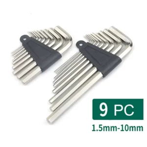 9pcs L Shaped Folding Hex Key Allen Wrench Set Black Carbon Steel Hex Key 1.5-10mm for Screwdriver Repair Tool