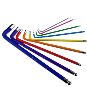 9pcs Long Arm Ball Head Allen Hex Key S2 CR V Mirror Surface Color Coated Hexagon Wrench Metric DIY OEM Chrome Vanadium Steel