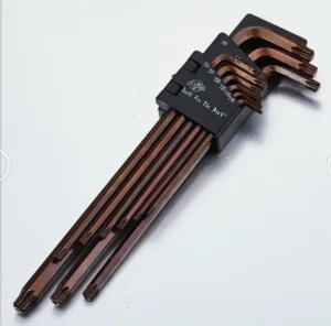 9pcs Red Bronze Plated S2 Torx Hex Wrench Spanner Allen Key Set