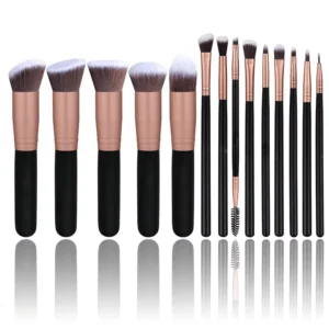 ABS Black Make up Brush Set 12pc 14pc 16pc 17pc Professional with Bag for Face Shaving