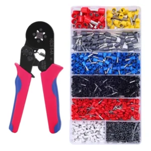 AWG 23 7 Self adjustable Ratchet Wire Crimping Tools Kit Crimper Plier with 1200PCS Wire Terminals Ferrule Crimping Connectors