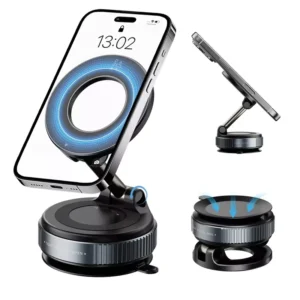 Adjustable 360° Magnetic Vacuum Suction Cup Car Phone Holder MagSafe Compatible Plastic Mount
