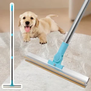 Adjustable Long Handle Cat Dog Carpet Rake Scraper Reusable Pet Hair Rake Brush for Rugs