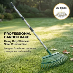 Adjustable Stainless Steel Leaf Rake with Long Steel Handle DIY Grade Heavy Duty Lawn Leaf Rake Set OEM Customizable