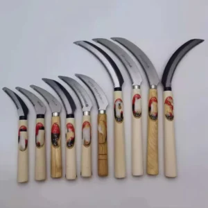Agricultural Mowing Sickle with Wooden Handle and Stainless Steel Blade Small Harvester Clean Knife