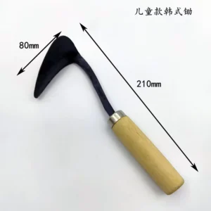 Agricultural Seedling Tool Mini Curved Handle Triangular Hoe with Wooden Handle