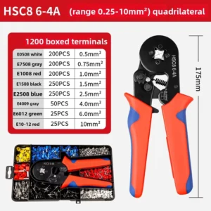 All in One HSC8 6 4A Crimping Pliers Kit with 1200pcs Insulated Wire Ferrules Multi Purpose Tool Pliers