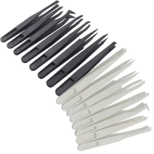 Anti Static Plastic Tweezers Black and White Handmade DIY Precision Parts Maintenance Household Use OEM