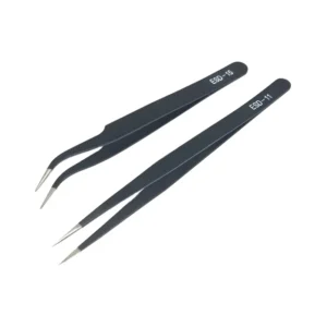 Anti Static Tweezers Elbow Head Straight Head Ultra Precision Pointed Stainless Steel Tweezers ESD 11 ESD 15