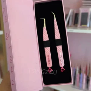 Anti slip Eyelash Extension Tweezers Stainless Steel Fiber Tip Lashes Precision Tweezer for Makeup Tools
