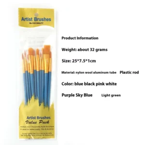 Artist Painting Brush Set 10 PCS Oil and Watercolor Brushes with Plastic Handles and Nylon Hair