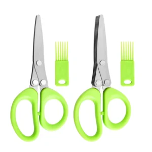 BBQ Herb Scissors Stainless Steel 5 Blades Herb Shears Barbecue Green Onion Cutter Multi Layer Kitchen Scissor With Comb