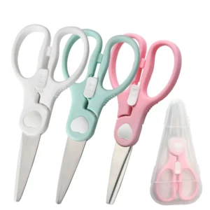 Baby Safety Complementary Food Scissors With Lock Stainless Steel Kitchen Shear Cooked Food Scissors Portable Tool
