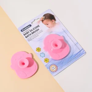 Baby Silicone Scrubbing Bath Cleaning Shampoo Brush with Little Duck Cartoon Design for Cradle Cap Removal and Massage