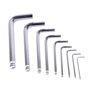 Ball End Allen Key Set 9 Pieces Short Length Resistant Hexagonal Key Round Head CR-V Hex Wrench SAE Metric Size