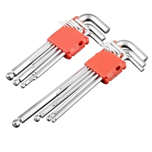 Ball end High Carbon Steel Hex Key Set with Matte Finish Extra Long and Extended Ball End 9 Piece