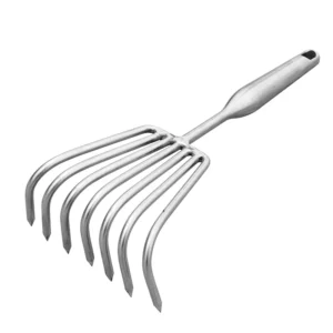 Beachcombing Rake Integrated Welded Stainless Steel Handle Silver Small Garden Multi Prong Soil Loosening Seafood Rake 3 7 Tines