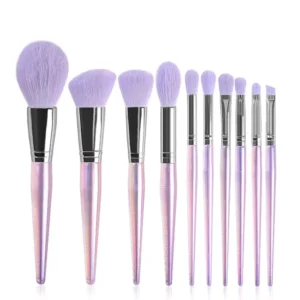 Beauty Luxury Bling Rose Gold Handle 10pcs set Makeup Brush Set With Bag Cosmetic Tools Kit
