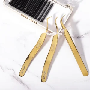 Beauty Pointed Private Label Gold Custom Eyelash Lash Tweezers