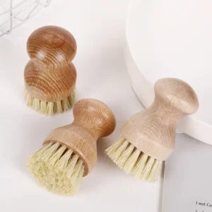 Beech Wood Long Short Handle Handheld Sisal Non Damaging Kitchen Cleaning Pot Brush Lightweight