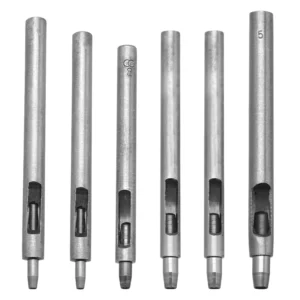 Belt Punch Set with Circular Hole making Tool for Hollow Belts. Black Round Punch for Leather Perforation