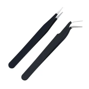 Black Tweezers Elbow Straight Head Nail Art Diamond Painting Tool