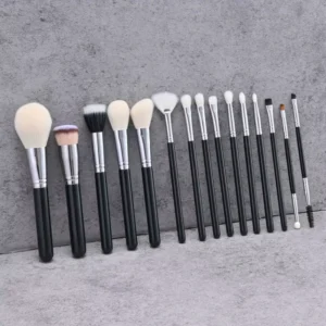 Black Vegan Makeup Brush Set 15 Pcs Personalized Custom Professional Private Label Makeup Brush Set