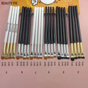 Blade Eyeliner Brush Ultra fine Flat Head Fine Slanted Eyebrow Brush Eyeliner Pen Portable Makeup Tool White Wood Handle