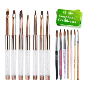 Brush for Acrylic Nails Brush 100% Kolinsky 3D Flower Ombre Carving Gel Pen Custom Logo Pink Nail Art Brush Set