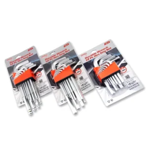 CRV Steel Durable Hex Key Allen Wrench Set with Ball End or Flat End Set of 12