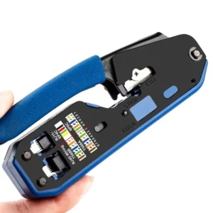 Cable Crimping Tool RJ45 RJ11 RJ12 Cat.5e Cat.6 Cat.7 Pass Through Crimping Tool Used for Ethernet Wire Stripping Cutting