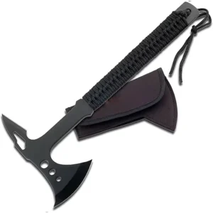 Camping Hatchet Tomahawk Hunting Axe Stainless Steel Working Axe Outdoor Survival Axe Rope Wrapped Full Tang Handle