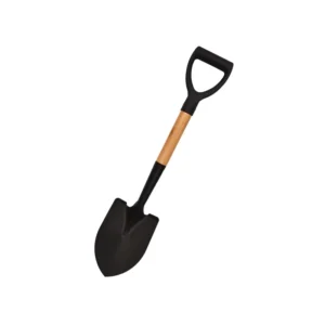 Carbon Steel Black Camping Snow Digging Spade Shovel with D Grip Wooden Handle