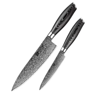Carbon Steel Chef Knife Set with Wood Handles Eco Friendly Modern Design Kitchen Knives
