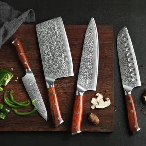 Chef Knives Rosewood Handle Japanese Damascus Steel Kitchen Knife Set