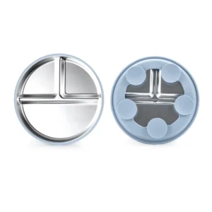 Children’s Silicone made 304 Stainless Steel Baby Suction Cups Bowl Divider Plate and Detachable Silicone Cover