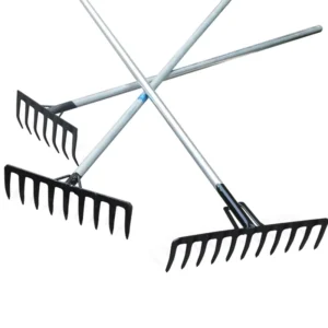 Chinese Made Agricultural Tools Durable Carbon Steel Long Glass Fiber Handle Garden Tools Metal Rake